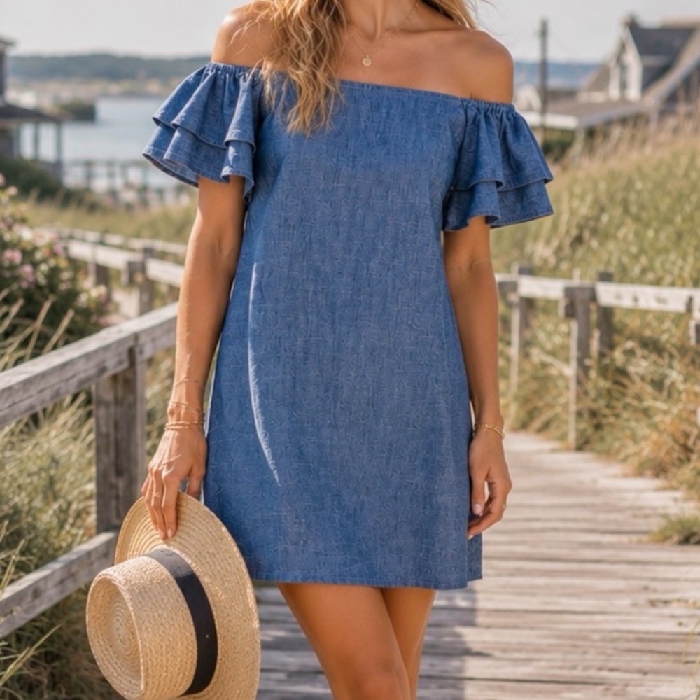Alice + Olivia Off the shoulder Jean dress BRAND NEW WITH TAGS!